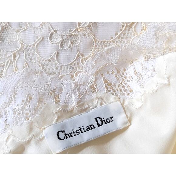 Vintage Christian Dior Silk Blend Nightgown W Lace Cream Size 36 - Picture 2 of 16